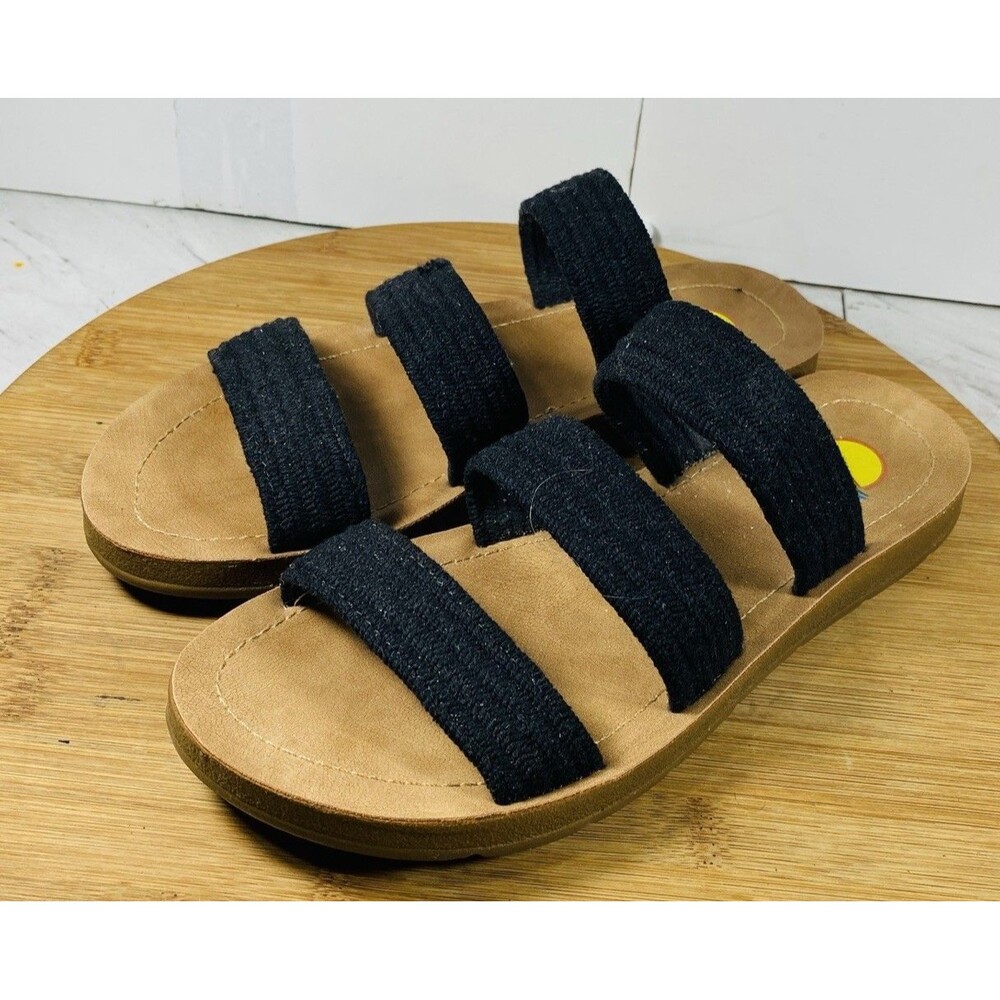 Maui Island Women’s Elastic Strappy Sandals Size 7M Black  Stretchy